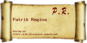 Patrik Regina névjegykártya